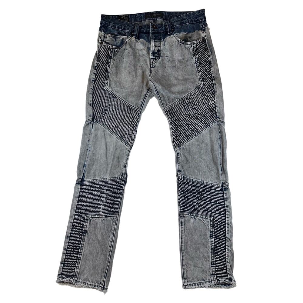 Cult of Individuality Mens Greaser Moto Blue Jeans  32X34 Japanese Selvedge